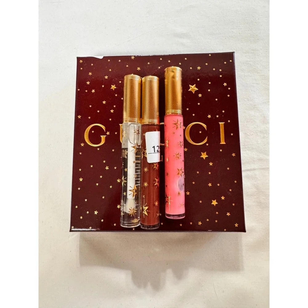 Bundle of Gucci Beauty Rosso‎ Ancora 509 Lip Set Matte + 3 Liquid Glow Lipstick
